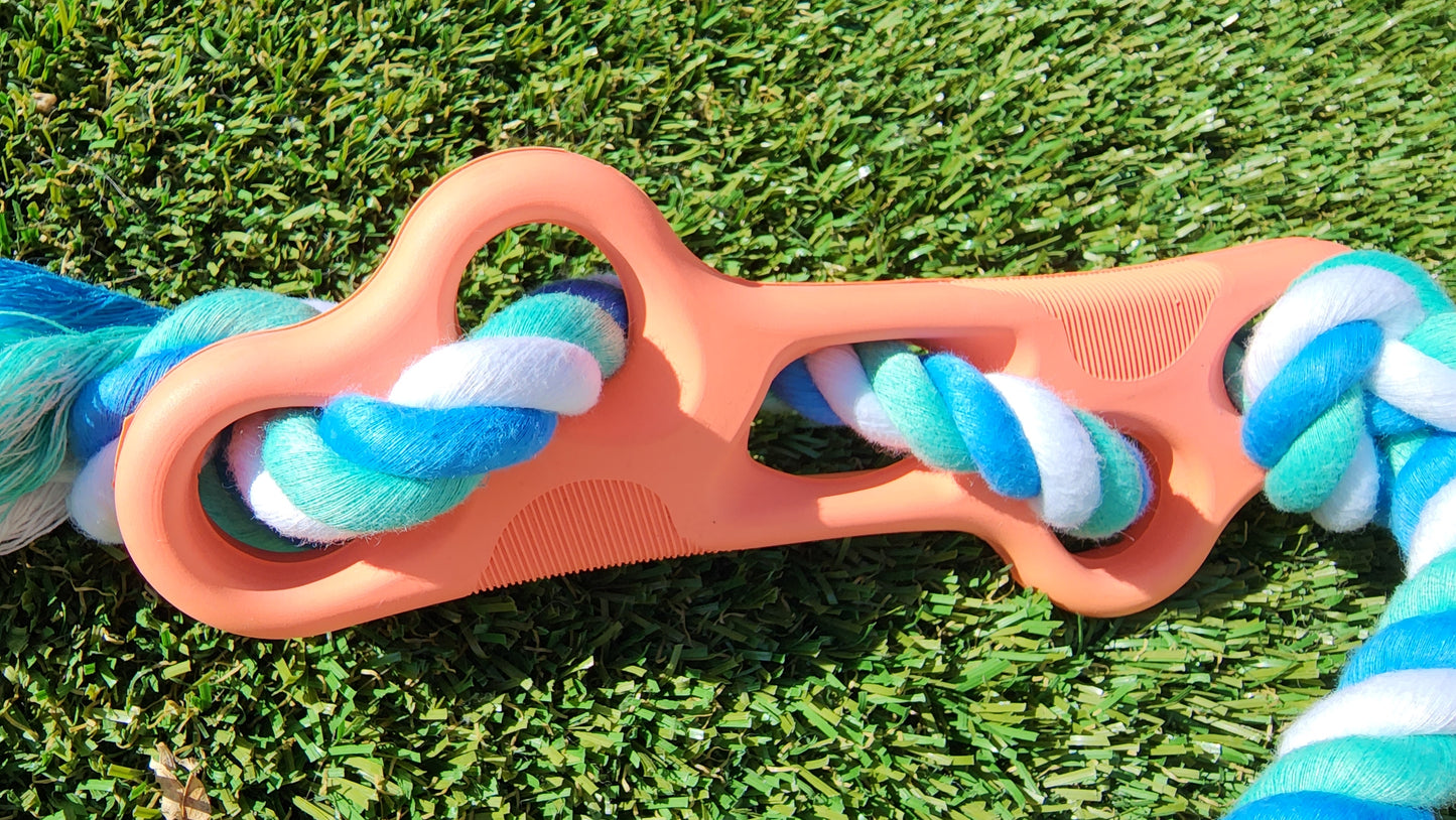 Rubber Bone Dog Chew Toy with Tug Rope