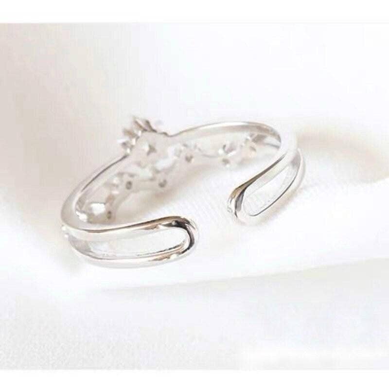 Strieborný prsteň s hviezdou, nastaviteľný