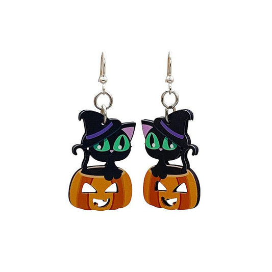 Roztomilé halloweenske náušnice s mačičkou