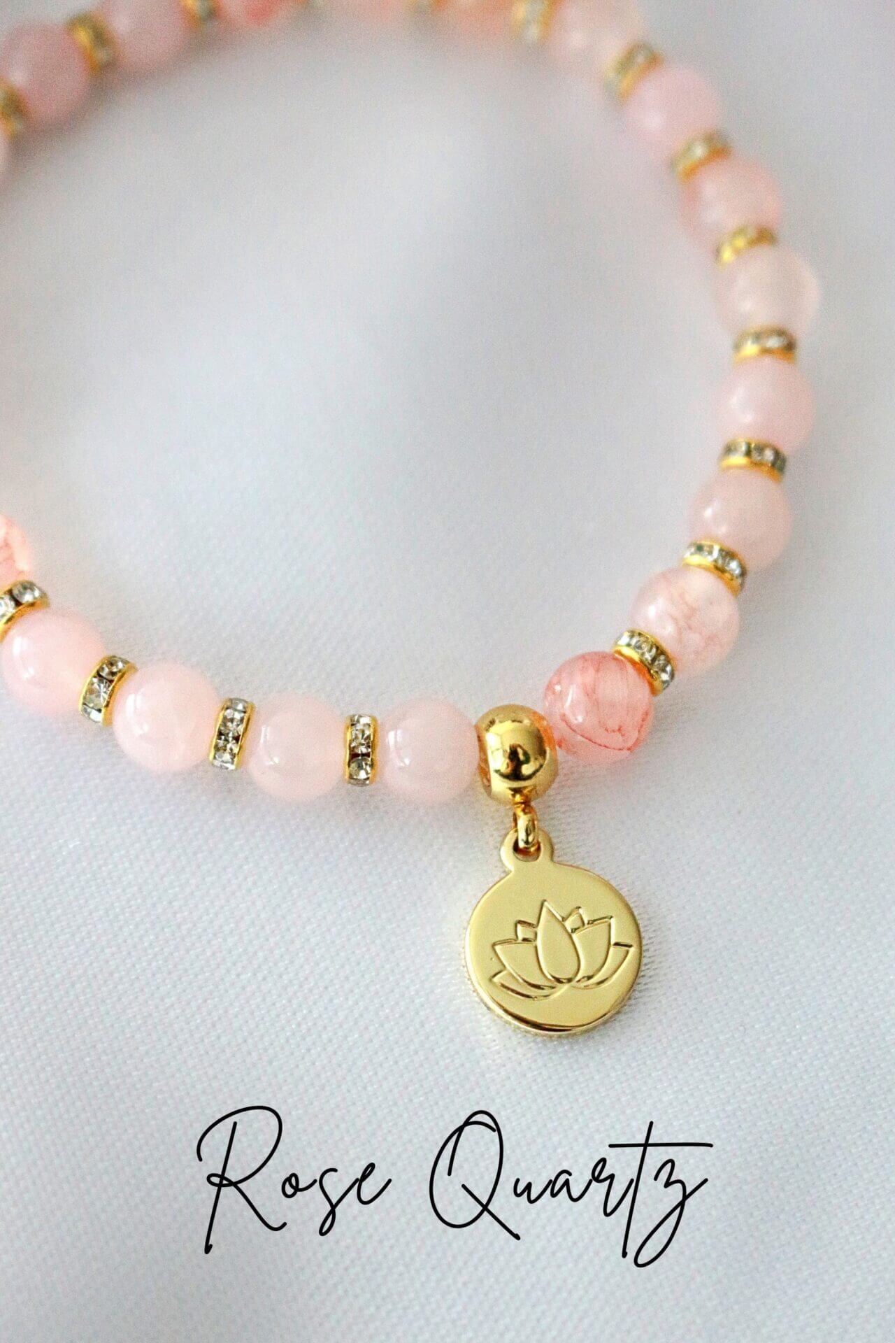 Rose Quartz – ametystový elastický náramok | 24K kúzlo lotosového kvetu