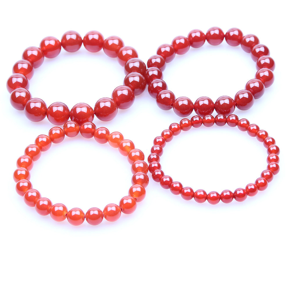 Real Red Carnelian Coral Natural Stone Beads Elastic Beaded Bracelet
