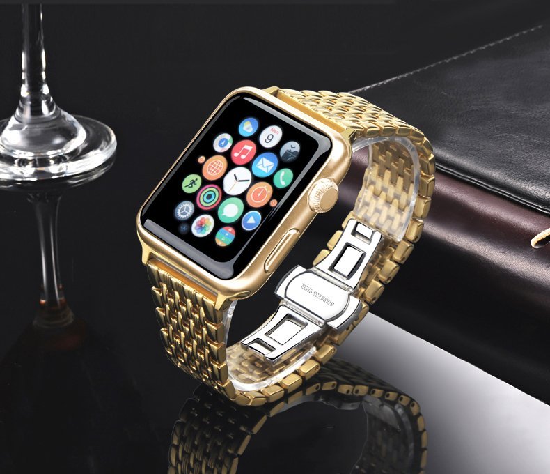 Remienok z nehrdzavejúcej ocele pre Apple Watch, zlatý, pre iWatch