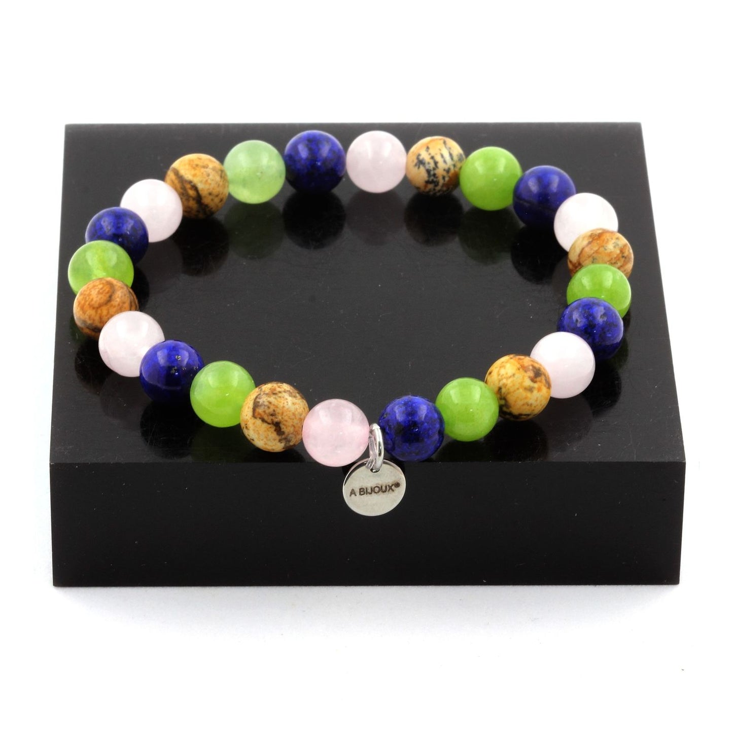 Náramok s lapis lazuli + jaspisom + peridotom + ruženínom