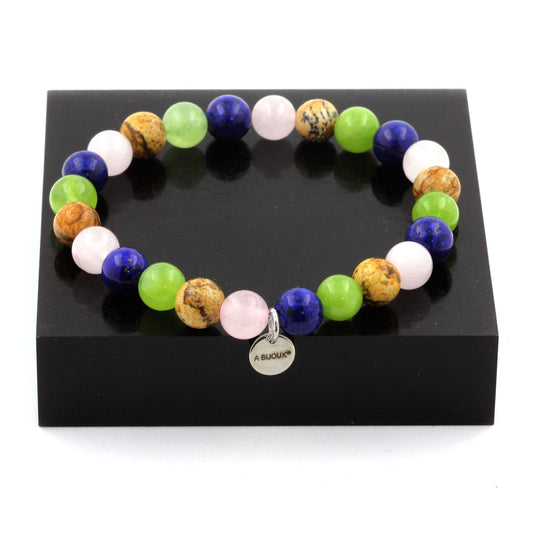 Náramok s lapis lazuli + jaspisom + peridotom + ruženínom