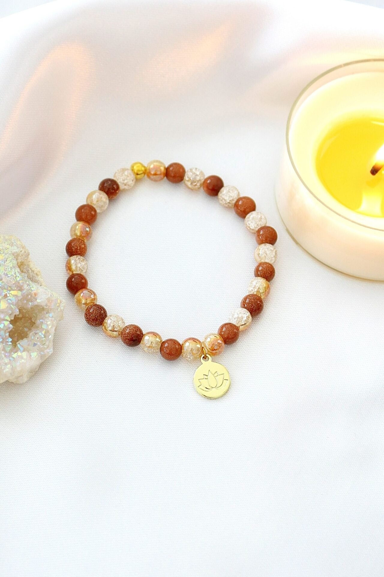 Elastický náramok Goldstone | 24K kúzlo lotosového kvetu