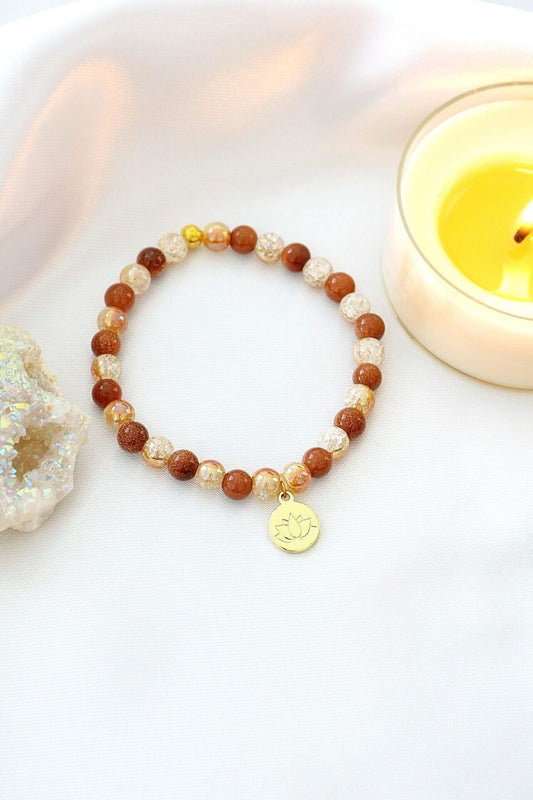 Elastický náramok Goldstone | 24K kúzlo lotosového kvetu