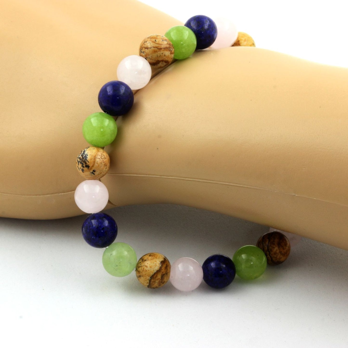 Náramok s lapis lazuli + jaspisom + peridotom + ruženínom
