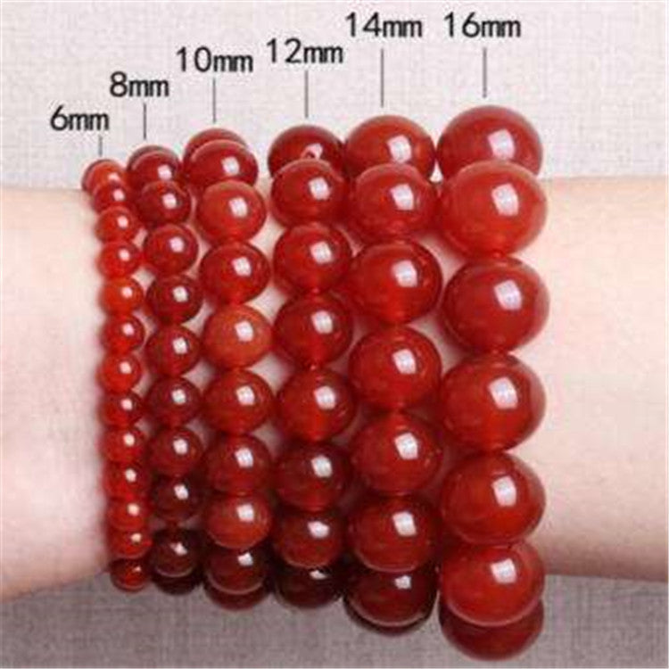 Real Red Carnelian Coral Natural Stone Beads Elastic Beaded Bracelet
