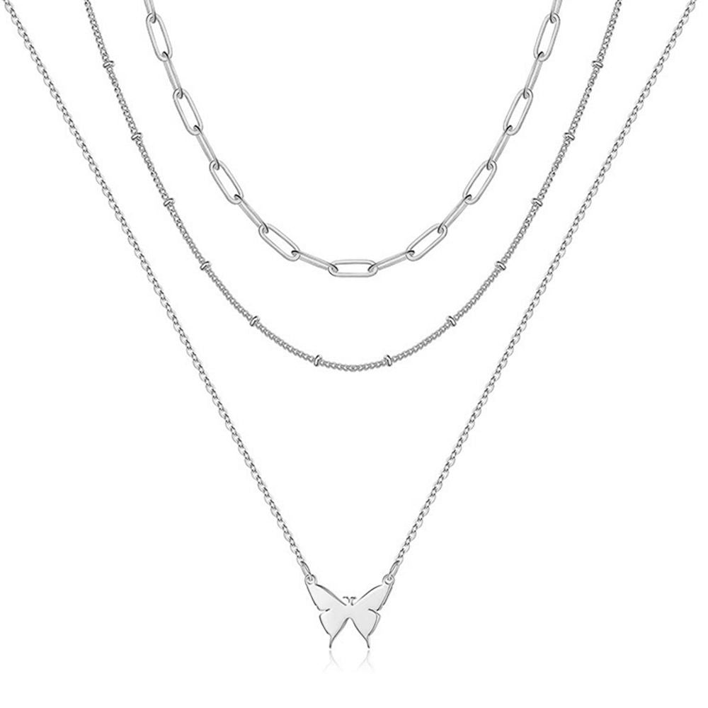 Vrstvený choker náhrdelník; ručne pozlátený prívesok v tvare Y