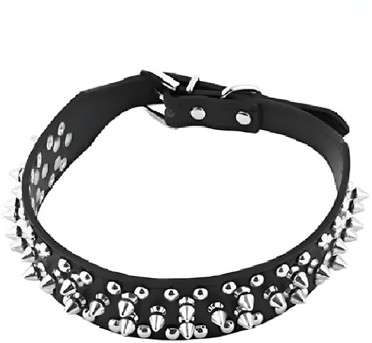 Leather Pet Dog Neck Collar Spiked Design
