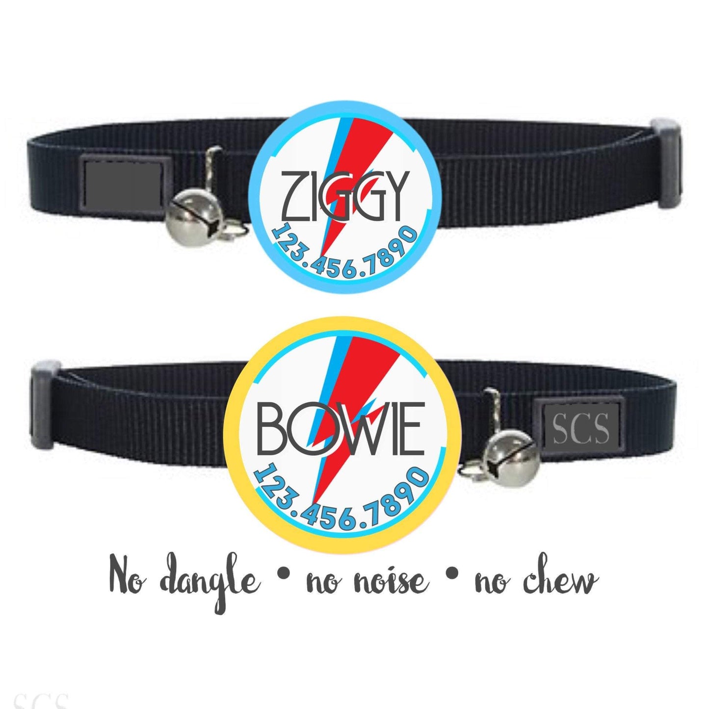 Bowie Ziggy Stardust Tag - tichý, ekologický, bezkrúžkový identifikačný štítok