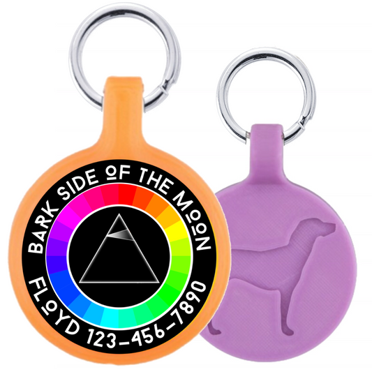 Identifikačný štítok pre domáce zvieratá od Pink Floyd z ekoplastu Bark Side of the Moon